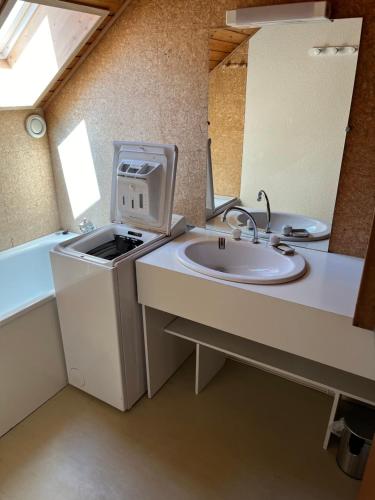 La salle de bains est pourvue d'un lavabo et d'un four micro-ondes. dans l'établissement Studio 2 personnes, à Val-des-Prés