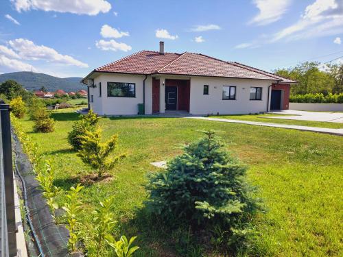 a small white house with a green yard at Kosmaj IKIGAI in Nemenikuće