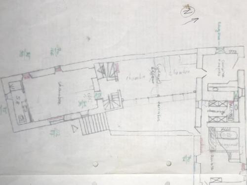 a drawing of a floor plan of a house at La Patouille Comfortable holiday residence in Aujac