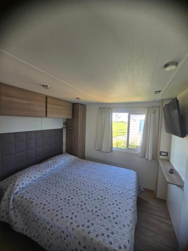 a bedroom with a bed and a window at Agricampeggio AL CIELO STELLATO in Valeggio sul Mincio