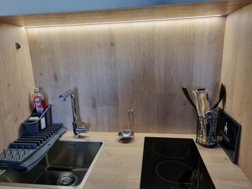 Dapur atau dapur kecil di Studio Résidence Caravelle