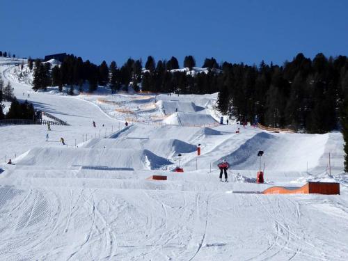 a group of people skiing down a snow covered slope at Haus Peter in Murau