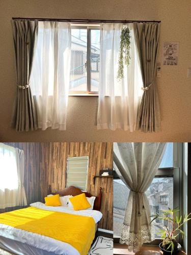 a bedroom with a bed and a window at 鹤桥站3线热门大站独栋别墅3卧室双卫心斋桥日本桥2站道顿堀3站难波3站梅田Usj神户京都奈良一线直达 in Osaka