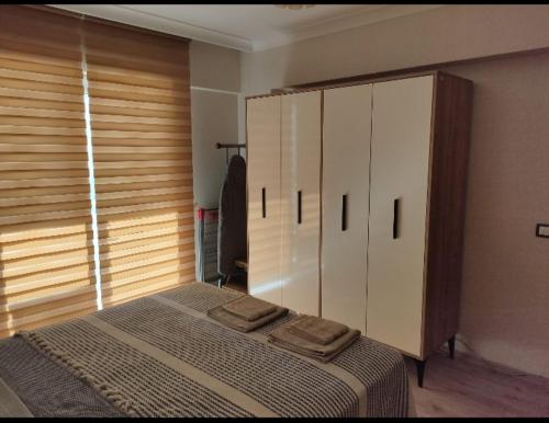 a bedroom with a bed and a large closet at Eryaman, Wide Luxury Concept in Etimesut