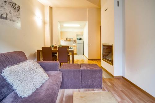 a living room with a couch and a table at Apartaments Superior in El Tarter