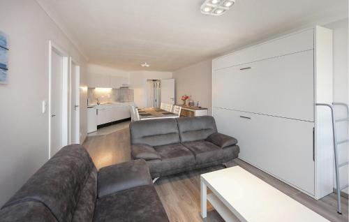 オーステンデにあるResidentie Hydro Palaceのソファとキッチンのあるリビングルーム