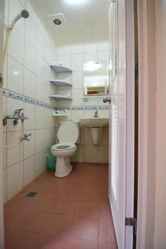 a bathroom with a toilet and a sink at Haichian Hostel in Xiaoliuqiu