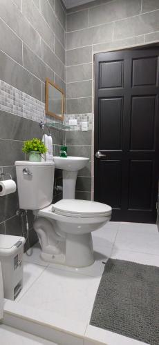 a bathroom with a toilet and a sink at APARTAMENTOs HABY 2 in Paquera