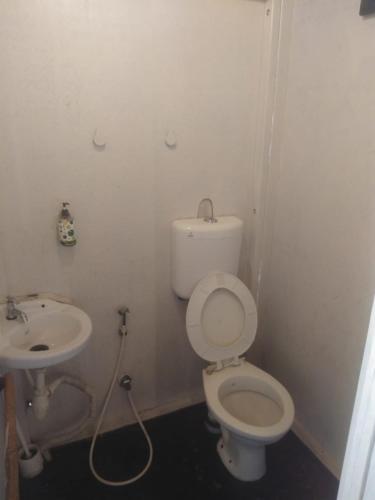 a bathroom with a toilet and a sink at Village Susegat Beach Resort in Morjim