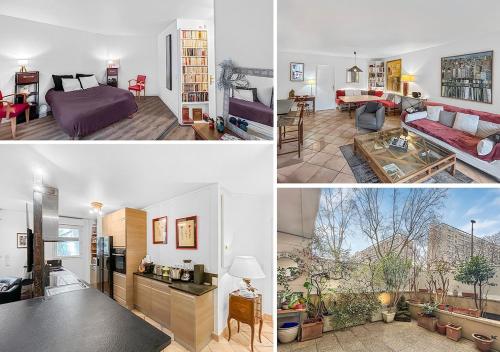 ブローニュ・ビヤンクールにあるCharmant Appartement au Cœur de Boulogneの三枚のコラージュ