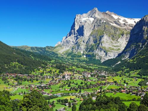 a village in front of a mountain at Holiday Home Chalet Tannengüetli by Interhome in Grindelwald