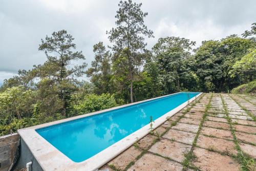a swimming pool in the middle of a forest at Majestic villa with stunning views in Jarabacoa in Buena Vista