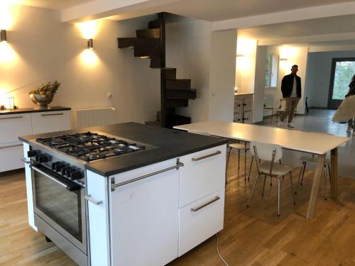 Dapur atau dapur kecil di Propriété d'architecte dans la forêt de Fontainebleau