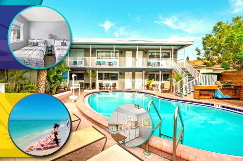 a collage of photos of a house and a swimming pool at Boutique Beach Retreat in St Pete Beach