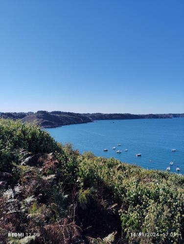 a large body of water with boats in it at Gite de la salamandre in Pléguien