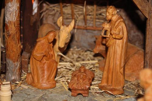 a group of wooden figurines sitting on a table at Haus Schönleiten in Wagrain
