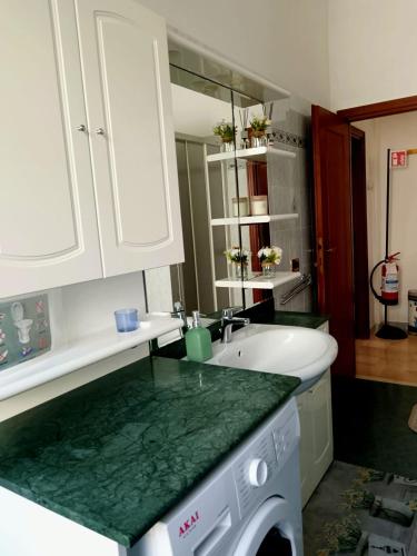 a kitchen with a sink and a washing machine at casa Aldini in Rome