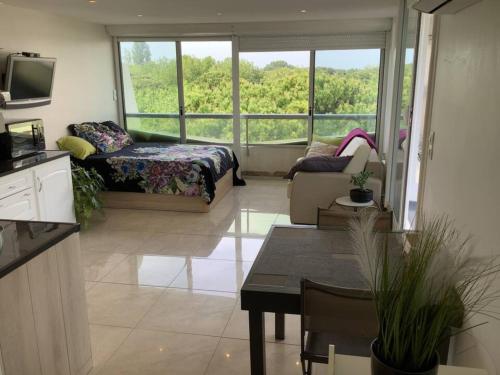 Studio 34m2 avec la terrasse 60m2, aperçu mer, parking, Clim, plage à 150 m,Wi-fi, piscine