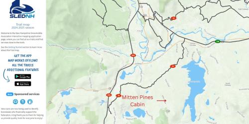 a map of the virgin plains trail with red dots at Mitten Pines Cabin Hot Tub Fire Pit in Conway