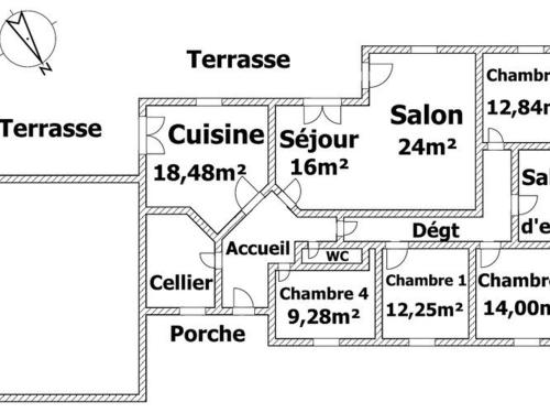 a floor plan of a house with the number at Maison récente avec jardin, 4 chambres, proche mer et commerces à Bouin - FR-1-426-129 in Bouin