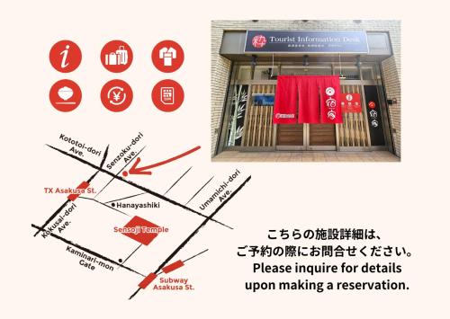 a map of the front door of a building at YADOYA Fukurou in Tokyo