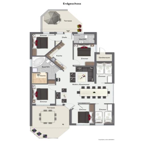 a floor plan of a house at Strandblick - Dorf 1 Ferienhaus 01 in Priwall