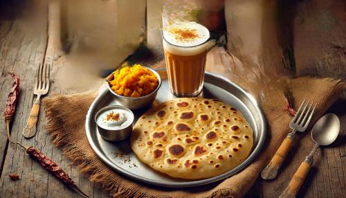 JS Holidayss Inn في كالانغيُت: طبق من الطعام مع كأس من البيرة وبعض الطعام