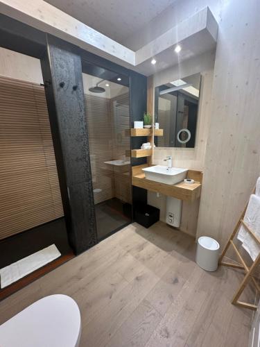 a bathroom with a sink and a mirror at Villa Harmony in Koblenz