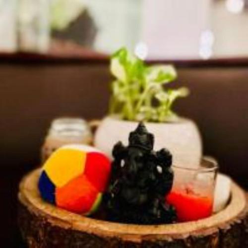 a bowl with a beach ball and a drink in it at Halcyon Homes-Trivandrum in Chacka