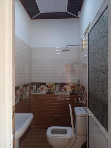 a bathroom with a toilet and a sink at Mango House River Inn Negombo in Kochchikade
