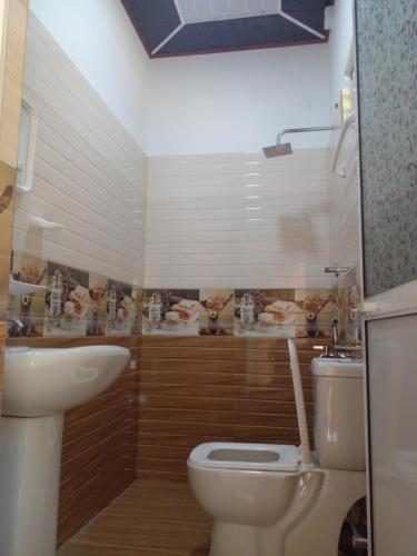 a bathroom with a toilet and a sink at Mango House River Inn Negombo in Kochchikade