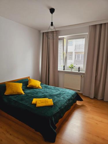 En eller flere senge i et værelse på Apartament Malta & basen ,kort tenisowy w cenie