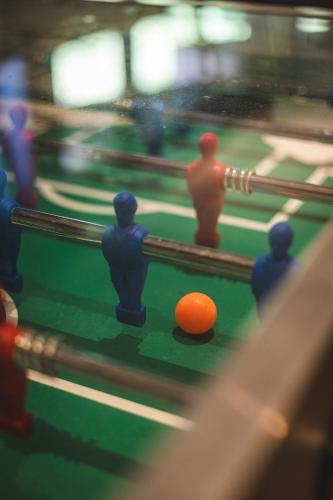 a close up of a pool table with a orange ball at Marienhöh - Hideaway & Spa in Langweiler