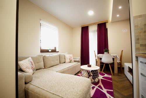 a living room with a couch and a table at Apartmani Jela Zlatar in Vukovina