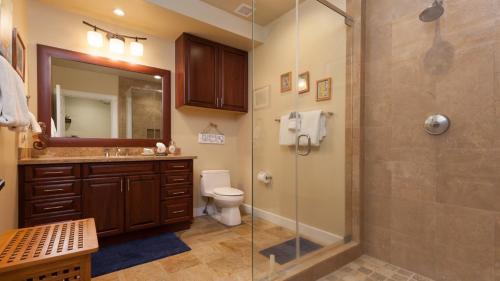 a bathroom with a shower and a toilet and a sink at ❤PiH❤ Beautiful Ocean Villa Nani Moana Hale Stunning Ocean Views in Hapuna Beach