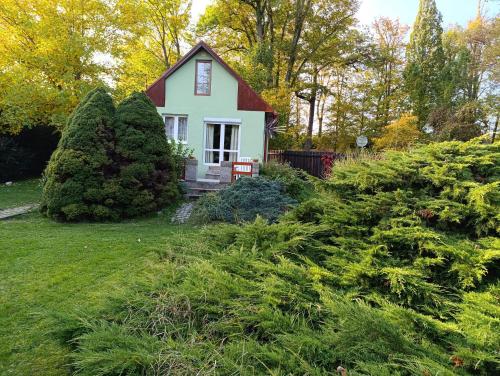 a small house with trees in the yard at Chata lázně Evženie Klášterec nad Ohří in Klášterec nad Ohří