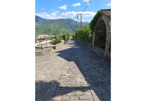 a street in a village in the mountains at Armoloi Traditional - Guest House in Konitsa