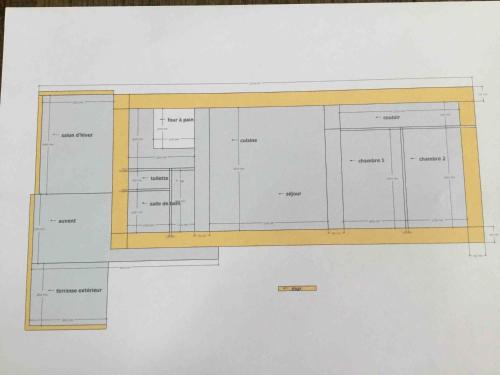 a drawing of a floor plan of a building at Le Petit Four à Pain in Neuvicq-Montguyon