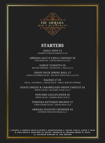 Sijil, anugerah, tanda atau dokumen lain yang dipamerkan di The Armada Bar And Restaurant