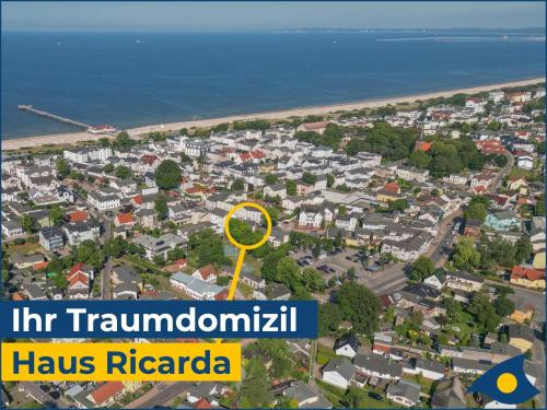 an aerial view of a town next to the water at Villa Ricarda Whg 03 in Ahlbeck