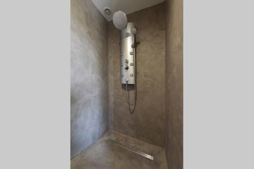 a shower in a bathroom with a shower at Le Mazet Chambre d'Hôtes in Mauguio