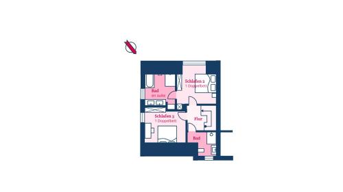 a floor plan of a house with pink at Fietje in Südstrand