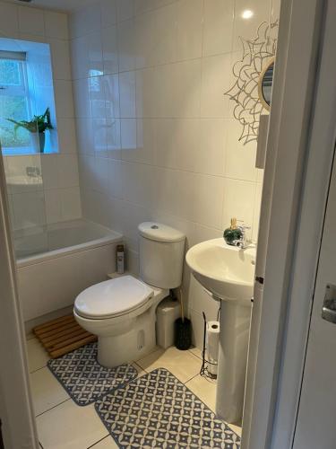 a bathroom with a toilet and a sink at The Nook at Ullswater in Penrith
