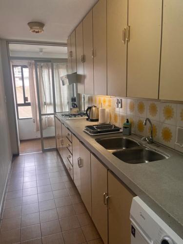 a kitchen with a sink and a stove at Comodo y amplio en el corazon de la Peninsula PDE Torre Amalfi in Punta del Este