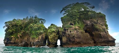 an island in the water with a tree on it at Hospedaje Yarisnori in Bocas del Toro
