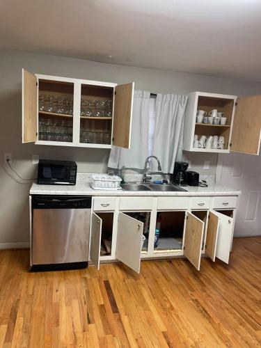 a kitchen with a sink and a dishwasher at Mins to USC Hospital Zoo Columbia Duet-Unit B in West Columbia