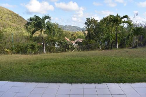 a view of a field with palm trees at Bas de villa meublé jumelée in Baréto