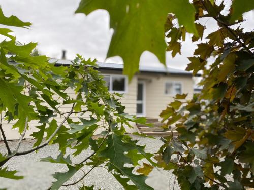 a view of a house through the leaves of a tree at Memories On Maryburn in Twizel
