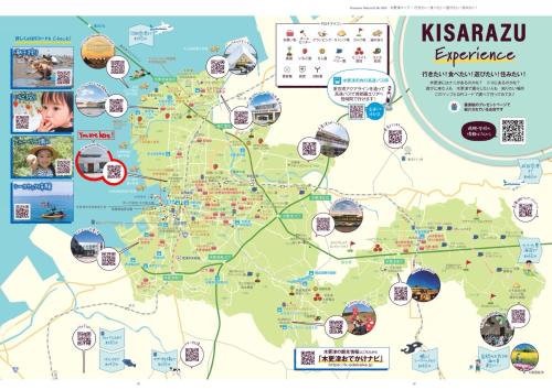 a map of korea with sights and attractions at shimagumi house 海のそばの小さな貸切り宿 in Kisarazu