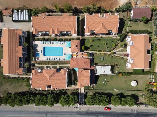 an overhead view of a building with a pool at Larimar Suite Hotel in Oludeniz